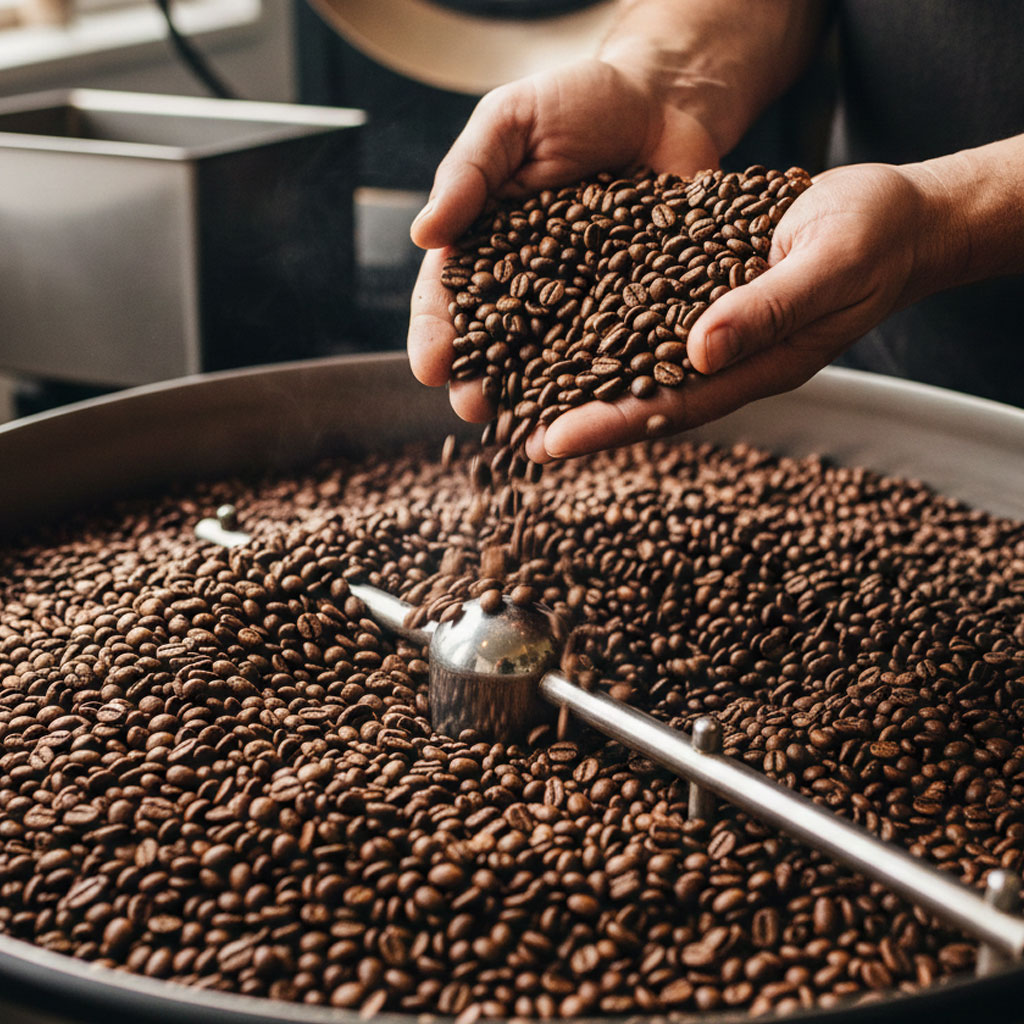 Vertical Grind Small Batch Hand Crafted Coffee Roaster - Smooth dark roast coffee. 